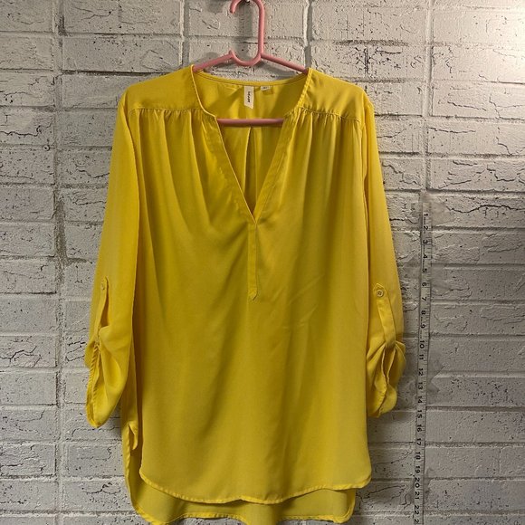 Tacera Tops - Tacera Yellow Long Sleeve Spring Summer Top XL